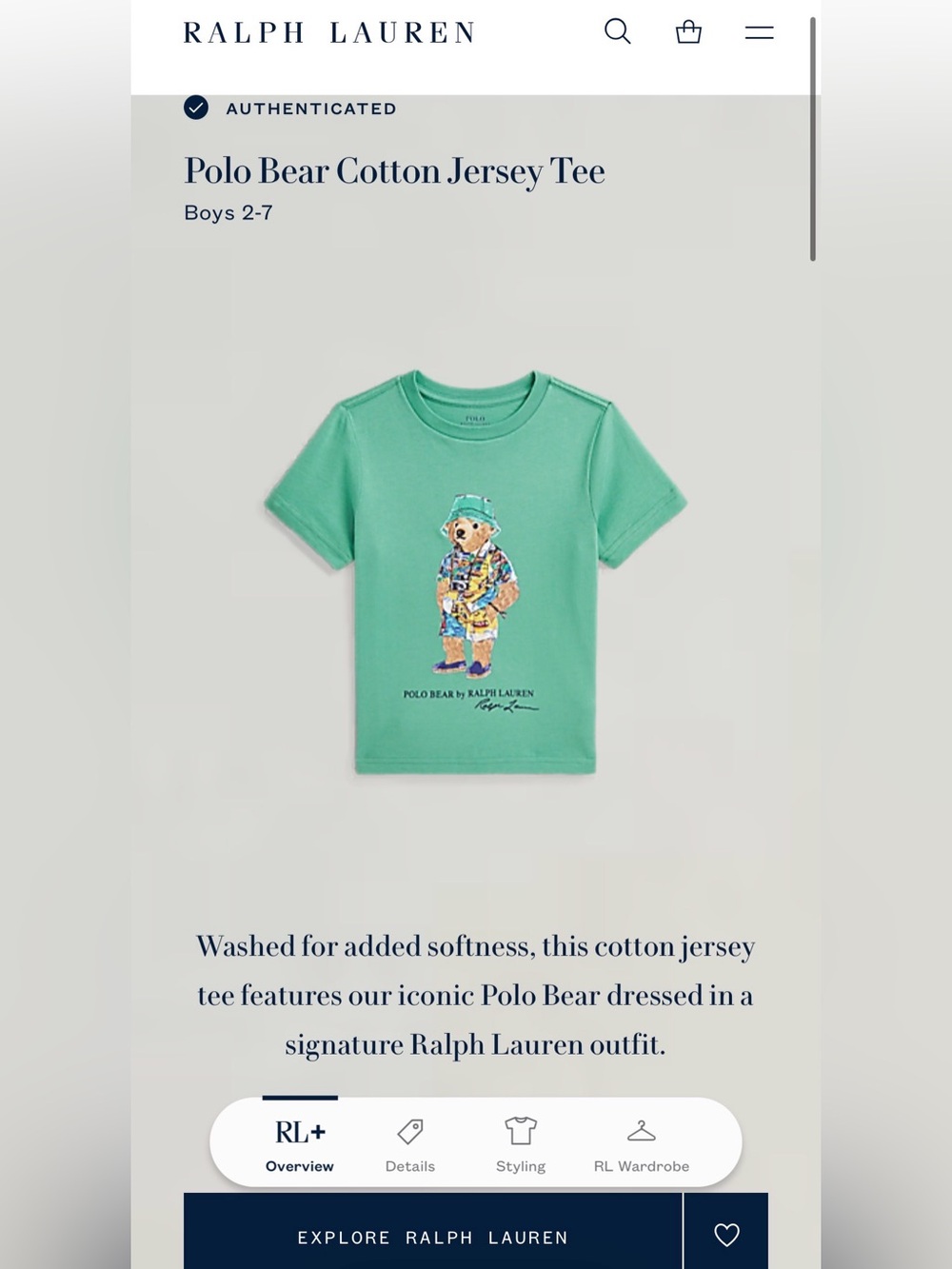 Polo by Ralph Lauren Kids Polo Bear Tee in Mint